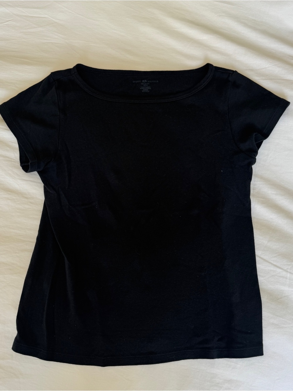 Brandy Melville Black Short Sleeve Scoop Neck Tee